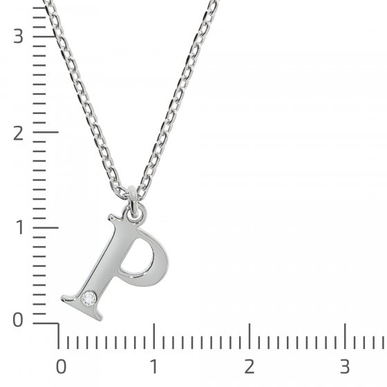 Halskette Silber 925 mit 1x Diamant 0,008ct. Buchstabe P 