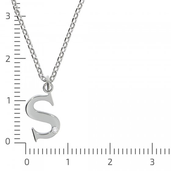 Halskette Silber 925 mit 1x Diamant 0,008ct. Buchstabe S 