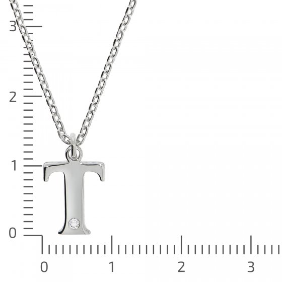 Halskette Silber 925 mit 1x Diamant 0,008ct. Buchstabe T 