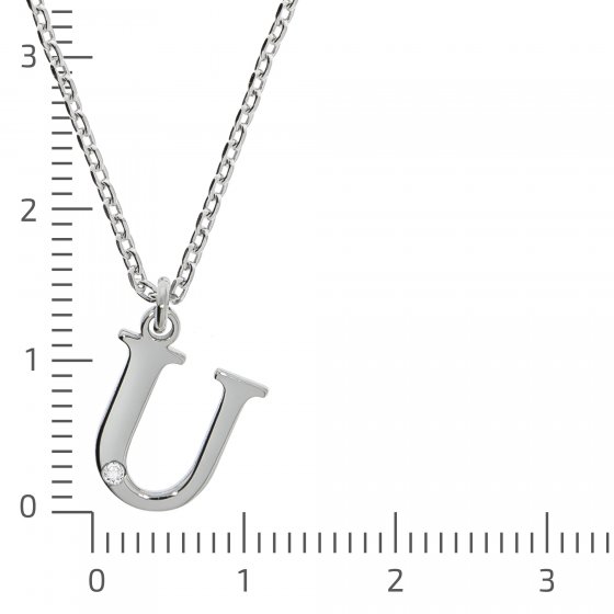 Halskette Silber 925 mit 1x Diamant 0,008ct. Buchstabe U 