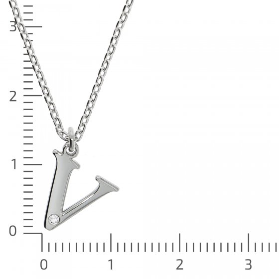Halskette Silber 925 mit 1x Diamant 0,008ct. Buchstabe V 