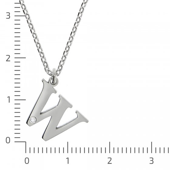 Halskette Silber 925 mit 1x Diamant 0,008ct. Buchstabe W 