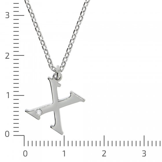 Halskette Silber 925 mit 1x Diamant 0,008ct. Buchstabe X 