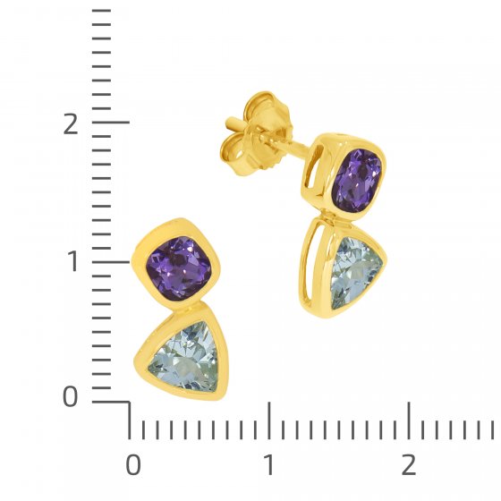 Ohrringe Gold 375 Blautopas (beh.) + Amethyst 