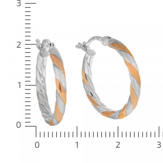 Ohrringe Silber 925 zweifarbig 20mm Durchmesser 