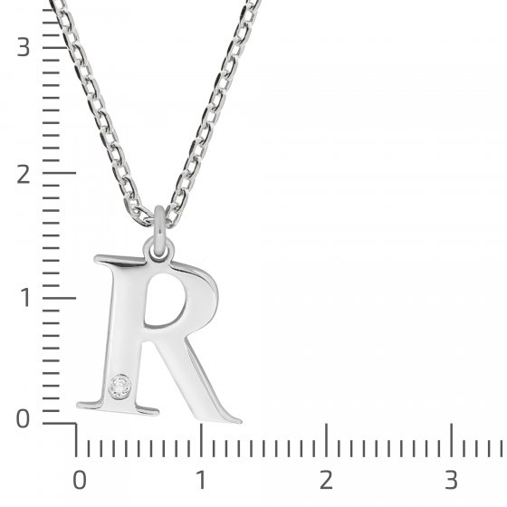 Halskette Silber 925 mit 1x Diamant 0,008ct. Buchstabe R 