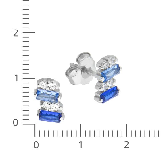 Ohrringe Silber 925 rhodiniert mit Zirkonia blau und weiß 