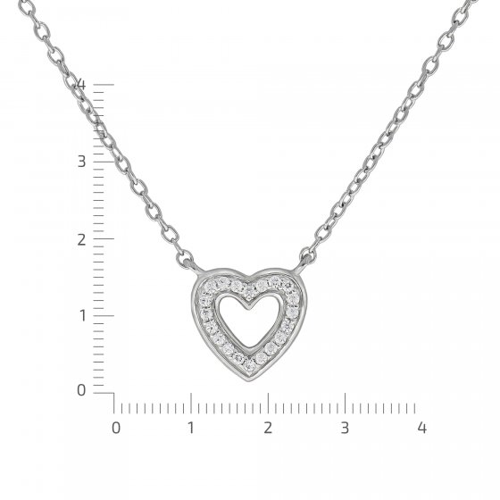 Halskette Silber 925 rhodiniert 42+5cm lang mit Herz-Motiv 