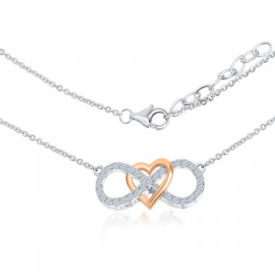Collier 925 Silber rhodiniert vergoldet rose Herz Zirkonia Unendlichkeit 