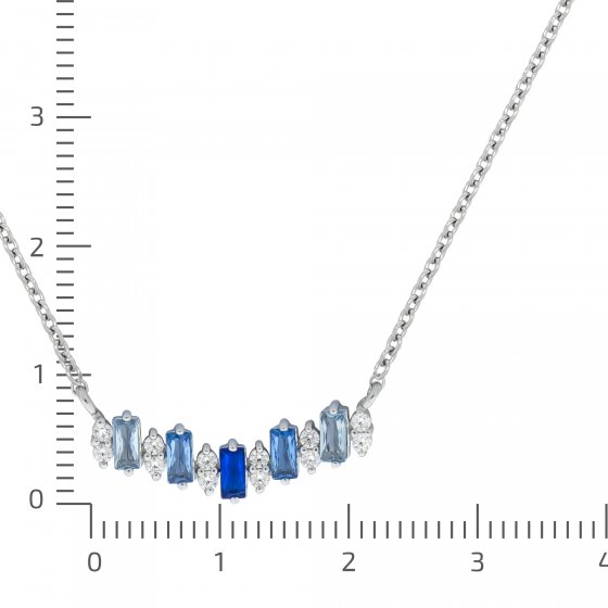 Halskette Silber 925 rhodiniert mit Zirkonia blau und weiß 