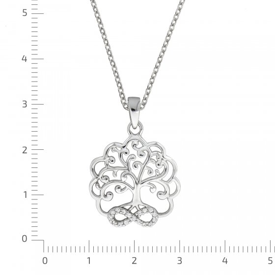 Halskette 925 Sterling Silber rhodiniert Lebensbaum 