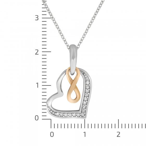 Halskette Silber 925 rhodiniert mit Herz- und Unendlichkeits-Motiv 