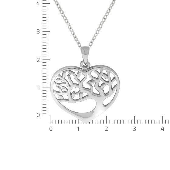 Halskette Silber 925 rhodiniert mit Herz- und Lebensbaum-Motiv 