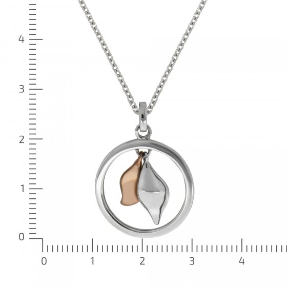 Halskette 925 Sterling Silber rhodiniert 2-farbig Tropfen 