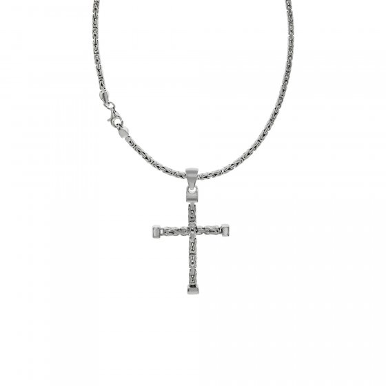 Halskette Silber 925 poliert mit Kreuz-Anhänger 55cm lang Königskette 2,2mm breit 