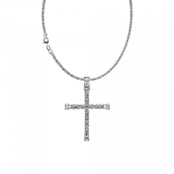 Halskette Silber 925 poliert mit Kreuz-Anhänger 55cm lang Königskette 2,2mm breit 