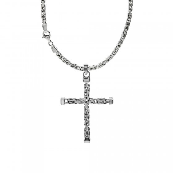 Halskette Silber 925 poliert mit Kreuz-Anhänger 55cm lang Königskette 2,2mm breit 