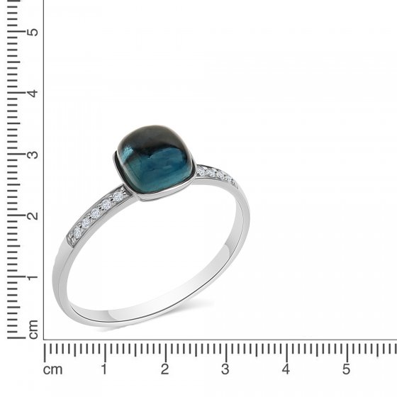 Ring 585 Gold Blautopas Diamant 0,054ct. 