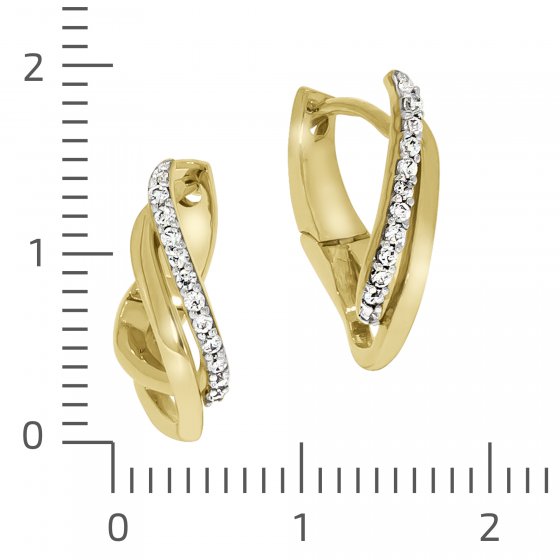 Ohrring 375/- Gelbgold bicolor mit Zirkonia 