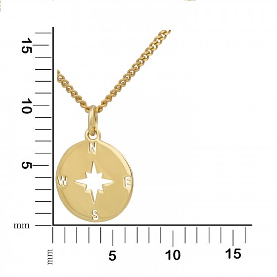 Halskette Gold 375 mit Kompass-Motiv 42/45cm lang 
