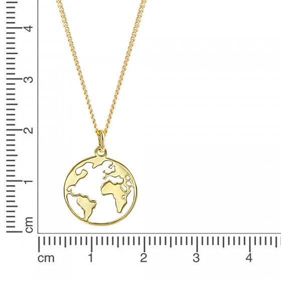 Halskette Gold 375 mit Weltkugel-Motiv 42/45cm lang 