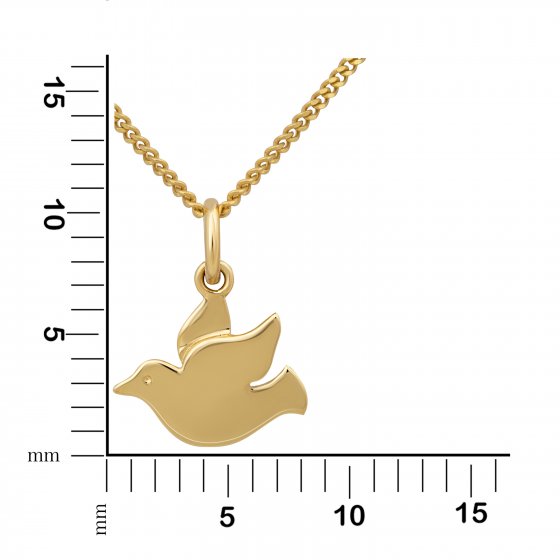 Halskette Gold 585 mit Tauben-Motiv 42/45cm lang 