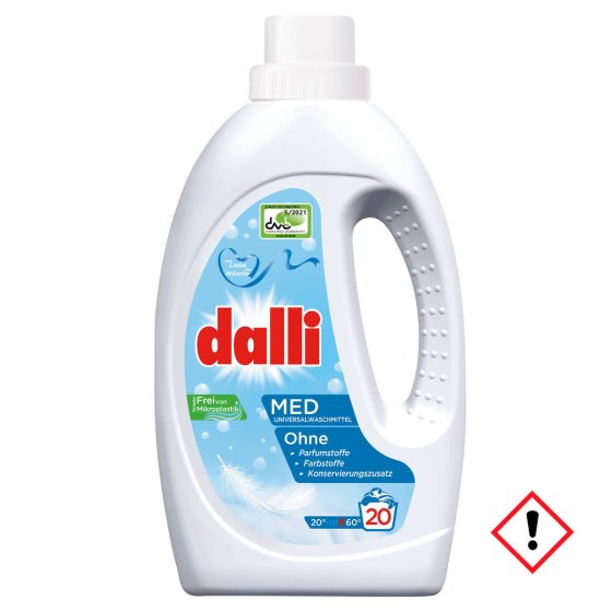 Dalli Med Flüssigwaschmittel 20 WL ohne Farbstoffe 1100ml 3er Pack 