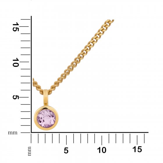 Halskette Gold 585 mit pinkem Amethyst 5mm 