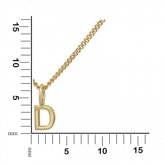 Halskette Gold 375 mit Anhänger 42/45cm lang Buchstabe D 