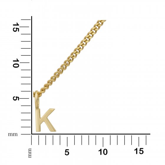 Halskette Gold 375 mit Anhänger 42/45cm lang Buchstabe K 
