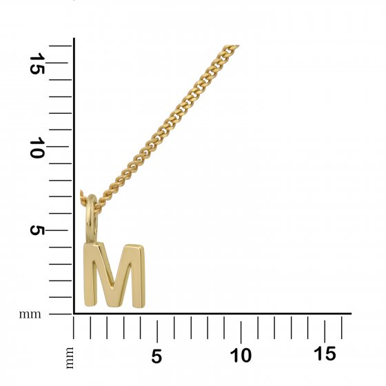Halskette Gold 375 mit Anhänger 42/45cm lang Buchstabe M 
