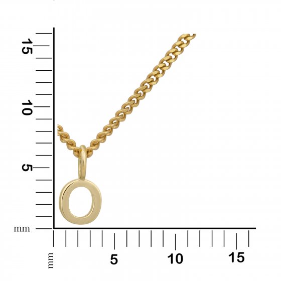 Halskette Gold 375 mit Anhänger 42/45cm lang Buchstabe O 