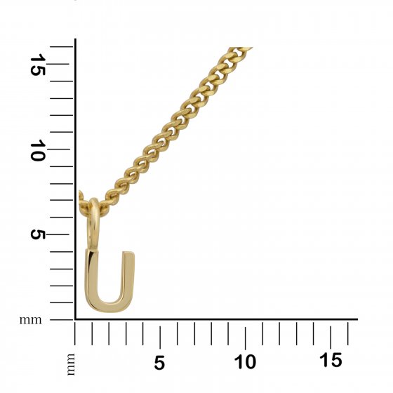 Halskette Gold 375 mit Anhänger 42/45cm lang Buchstabe U 