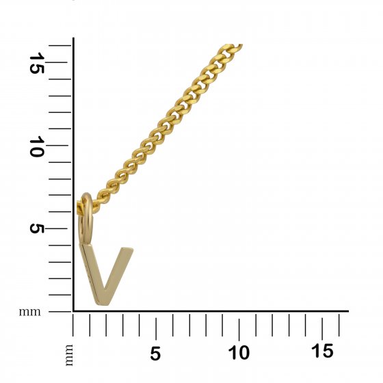 Halskette Gold 375 mit Anhänger 42/45cm lang Buchstabe V 