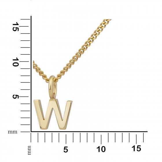 Halskette Gold 375 mit Anhänger 42/45cm lang Buchstabe W 