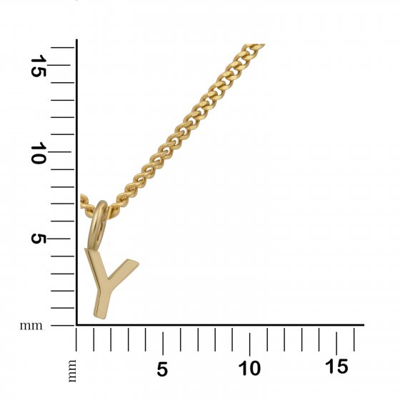 Halskette Gold 375 mit Anhänger 42/45cm lang Buchstabe Y 
