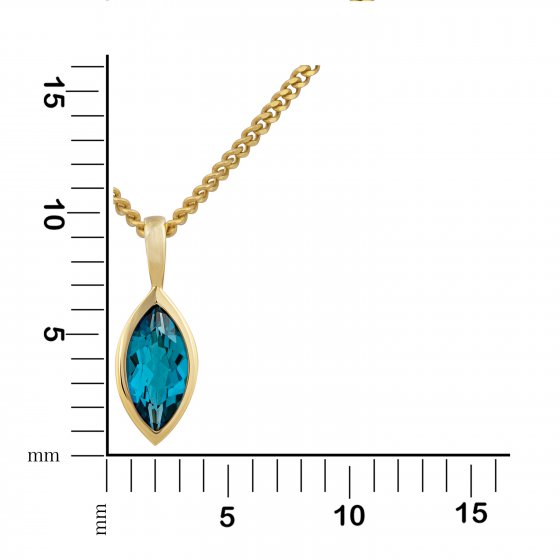 Halskette Gold 585 mit Blautopas (beh.) London blue 42/45cm lang 