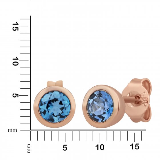 Ohrringe Gold 585 rosé mit 2x Blautopas (beh.) 