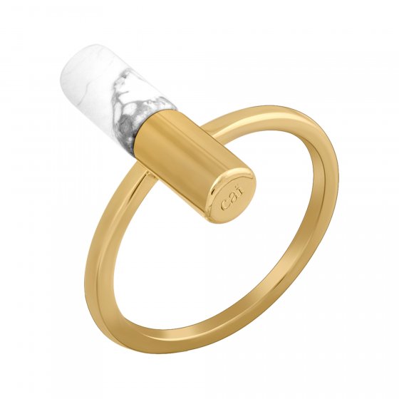 Ring 925/- Sterling Silber vergoldet Howlith 