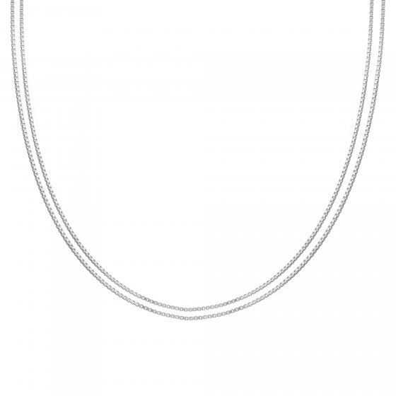 Collier 925/- Sterling Silber Venezianer Kette rhodiniert zweireihig 