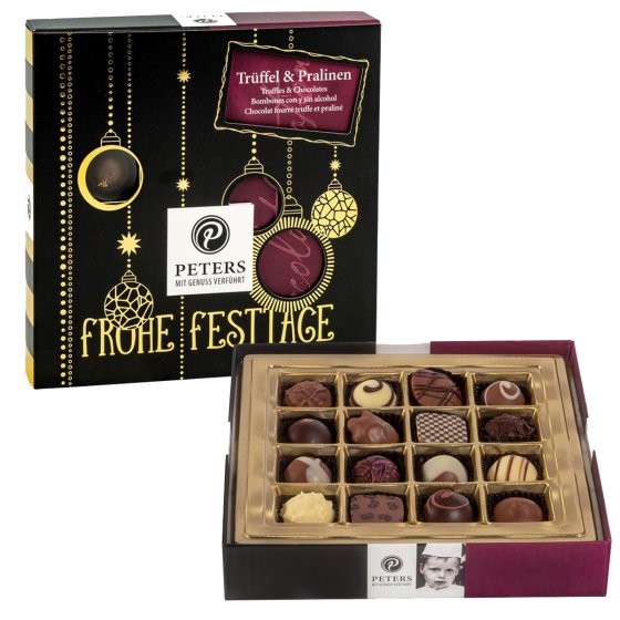 Peters Frohe Festtage Trüffel Pralinen 16 Stück mit Schokolade 200g 