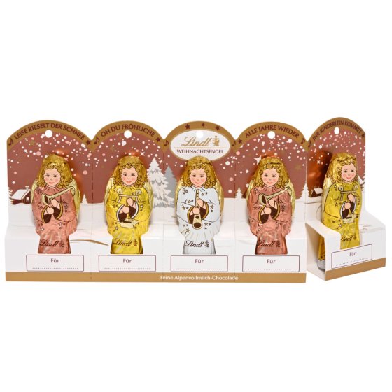 Lindt Mini Engel Metallic perforiert 5 Hohlfiguren aus Schokolade 50g 