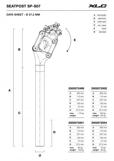 Federsattelstütze Comp SP-S07, Ø 31,6mm, 350mm, schwarz, 100-120kg 