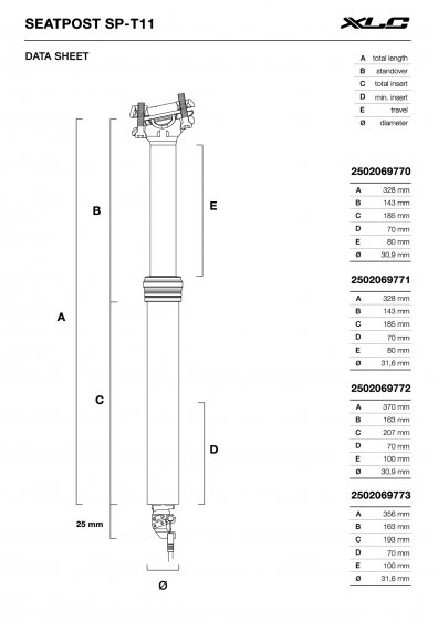 All MTN Teleskopsattelstütze SP-T11, Ø30,9mm, 370mm, Hub 100mm 