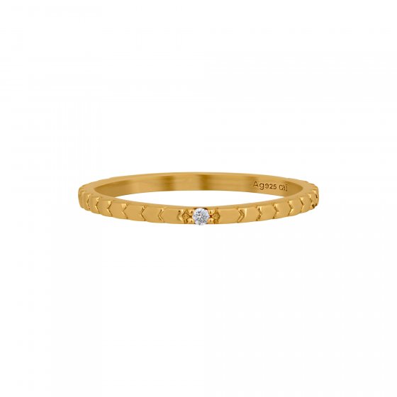 Ring 925/- Sterling Silber vergoldet Herzen Zirkonia Stacking 