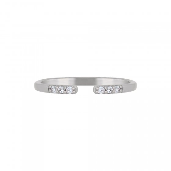 Ring 925/- Sterling Silber rhodiniert offen Zirkonia Stacking 