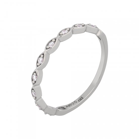 Ring 925/- Sterling Silber rhodiniert Zirkonia Stacking 