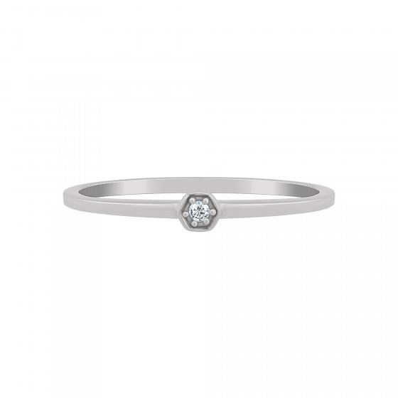 Ring 925/- Sterling Silber rhodiniert Hexagon mit Zirkonia Stacking 