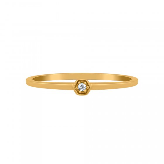 Ring 925/- Sterling Silber vergoldet Hexagon mit Zirkonia Stacking 