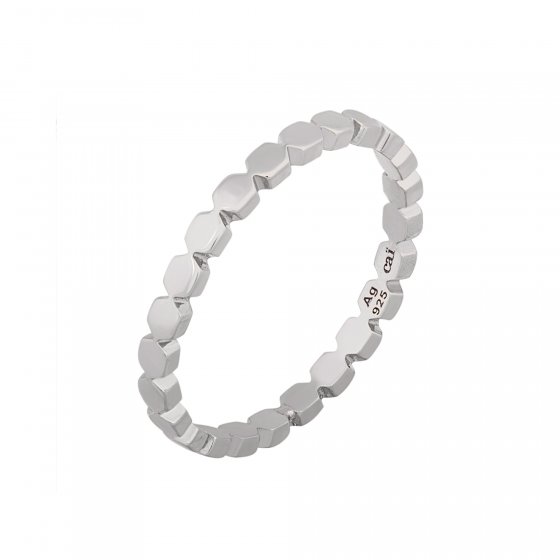 Ring 925/- Sterling Silber rhodiniert Hexagon  Stacking 